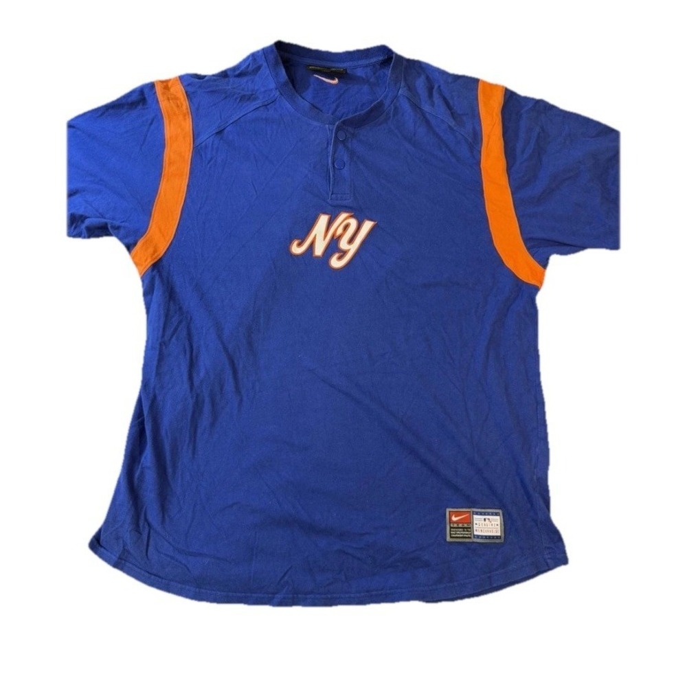 Nike New York Mets Baseball Henley Embroidered Center Hit NY Men's Medium